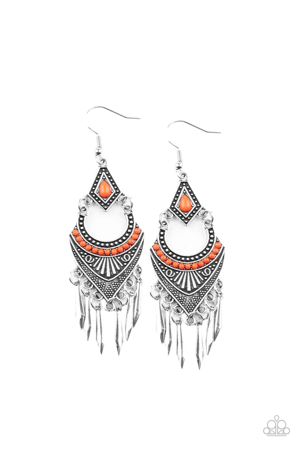 Paparazzi Trailblazer Beam Orange Earrings