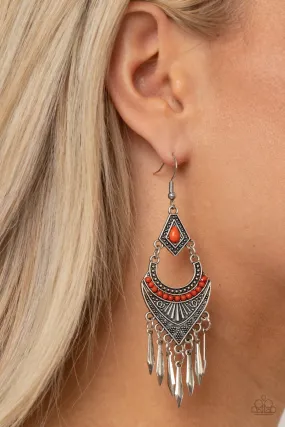 Paparazzi Trailblazer Beam Orange Earrings