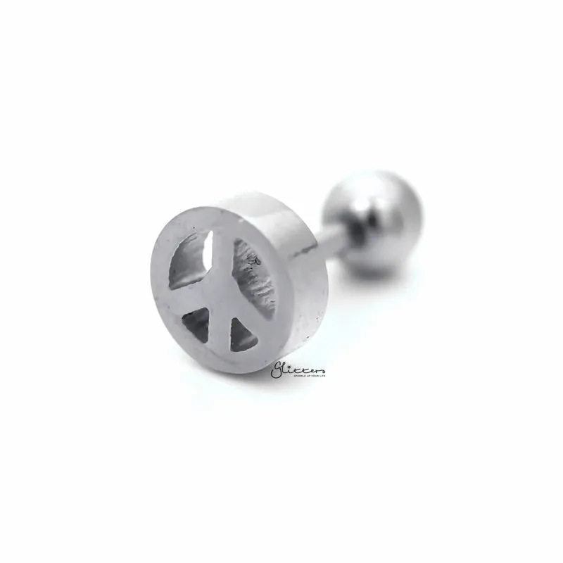 Peace Sign Screw Back Tragus Cartilage Earring Stud