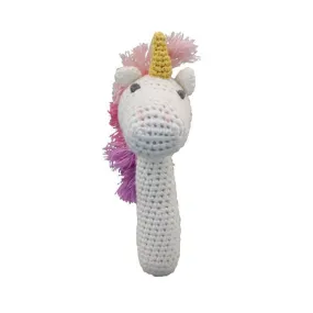 Petit Ami & Zubels Hand Crochet Stick Rattle in Unicorn