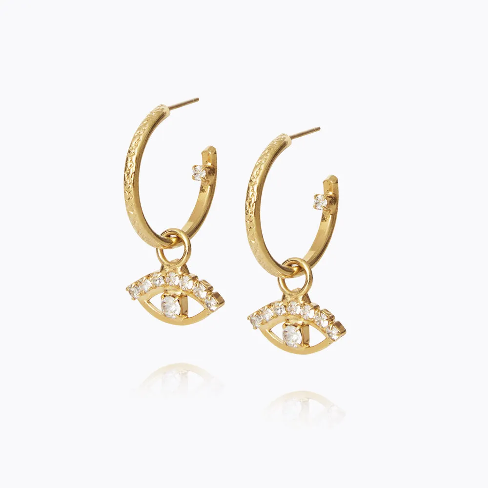 Petite Greek Eye Loop Earrings / Crystal