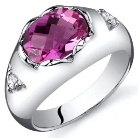 Pink Sapphire Oval Cut Sterling Silver Ring Size 7