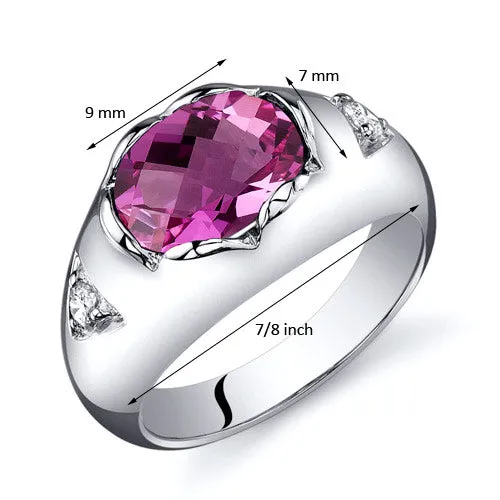 Pink Sapphire Oval Cut Sterling Silver Ring Size 7