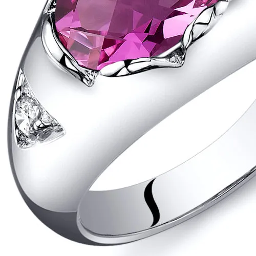 Pink Sapphire Oval Cut Sterling Silver Ring Size 7