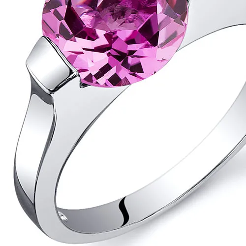 Pink Sapphire Round Cut Sterling Silver Ring Size 7