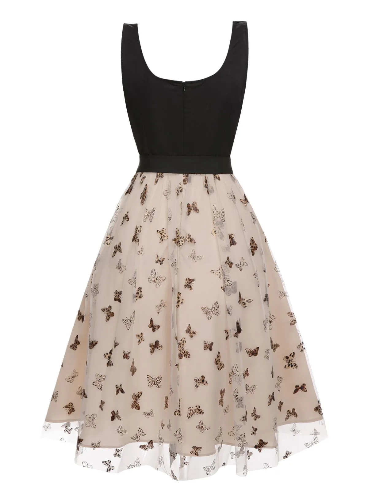 [Pre-Sale] Beige 1950s Mesh Butterfly Strap Dress