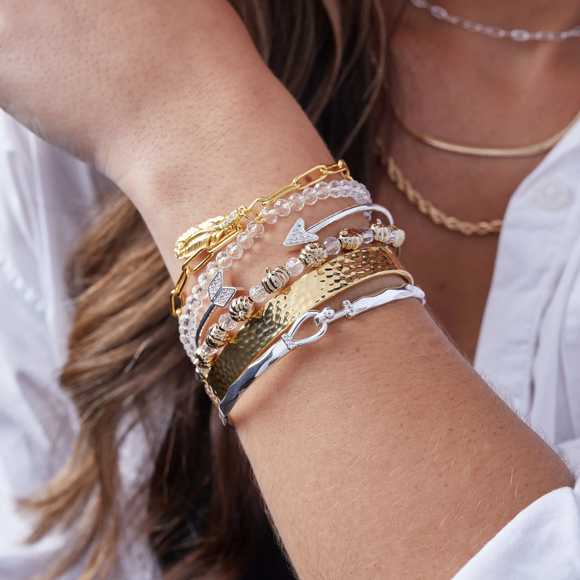 Pumpkin   Crystal Beaded Bangle