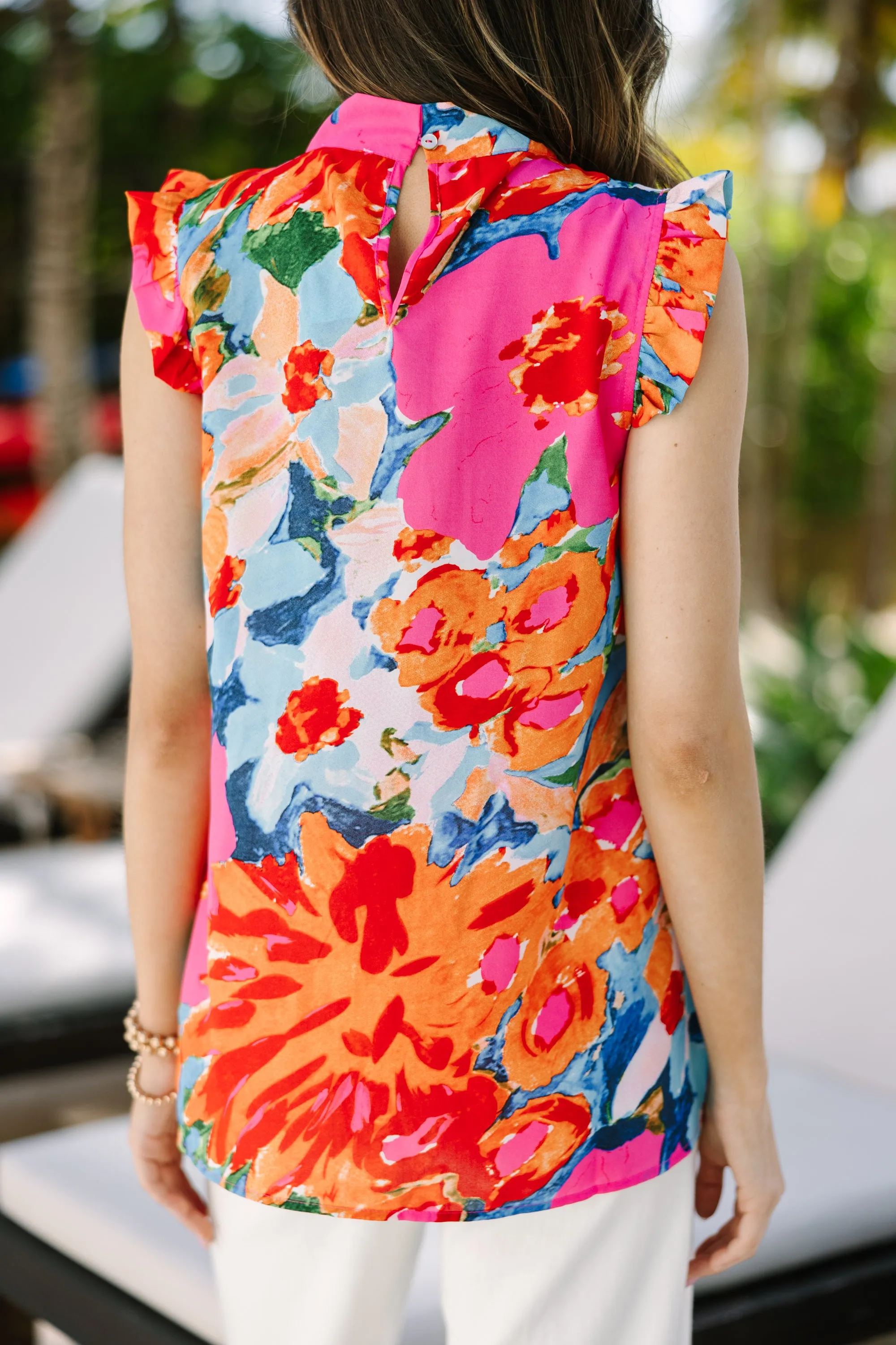 Put It To The Test Coral Orange Floral Tank