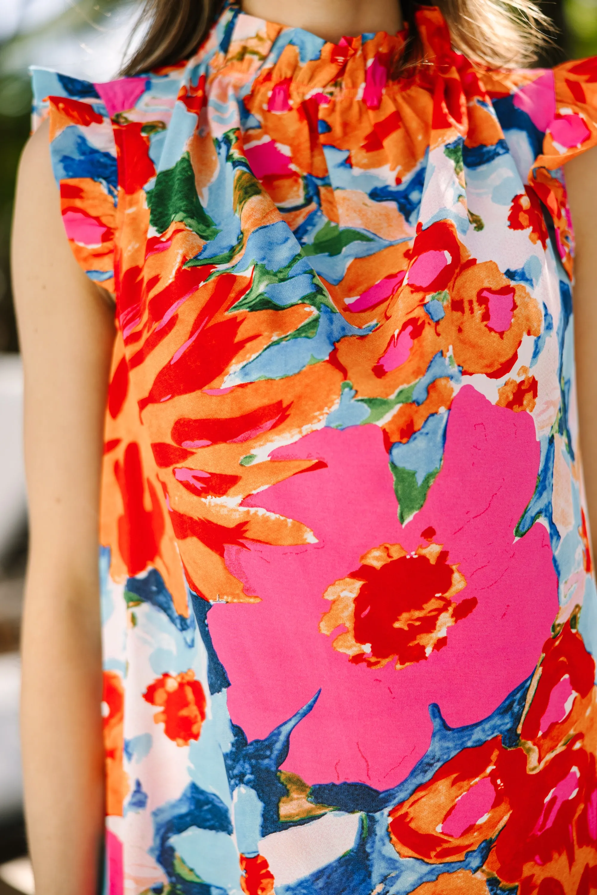 Put It To The Test Coral Orange Floral Tank