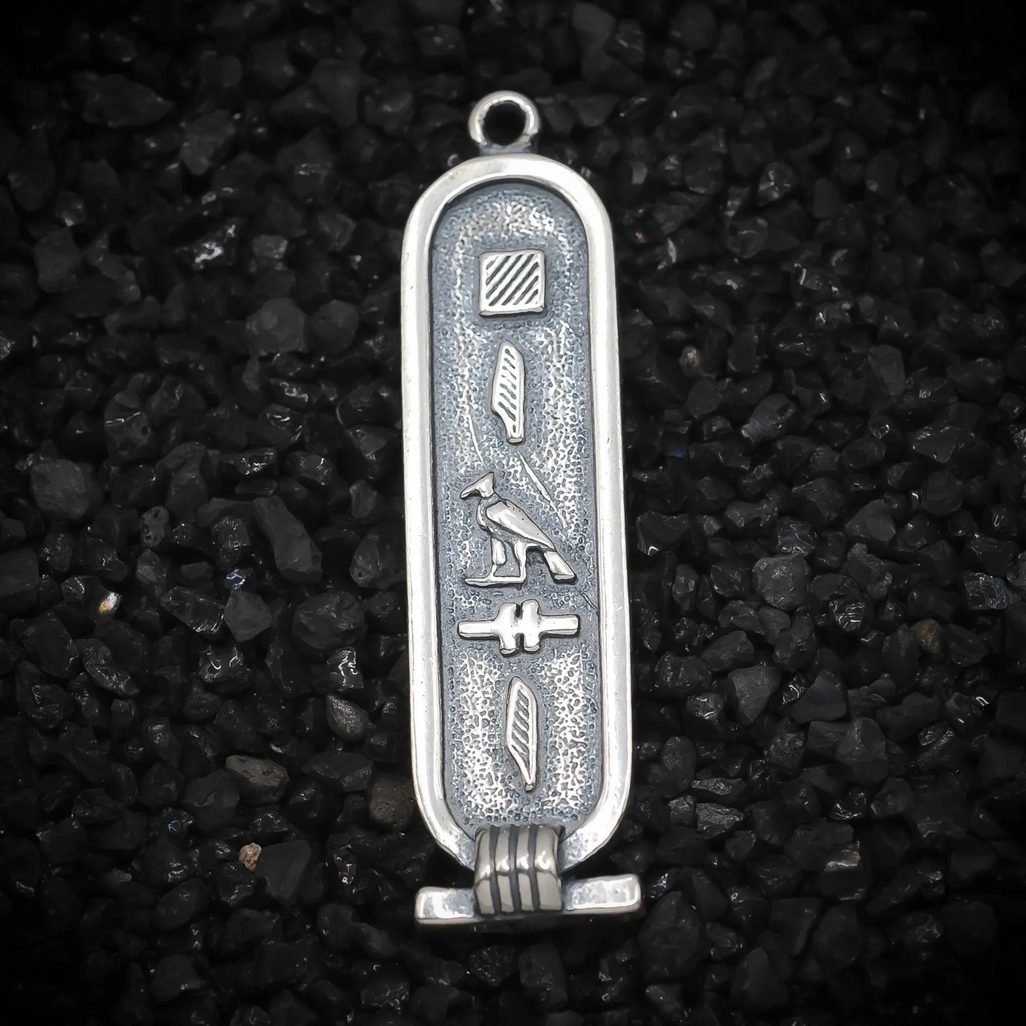 "Peace" Cartouche Hieroglyph Ancient Egyptian Charm | 925 Sterling Silver, Oxidized or 18K Gold Plated | Jewelry Making Pendant