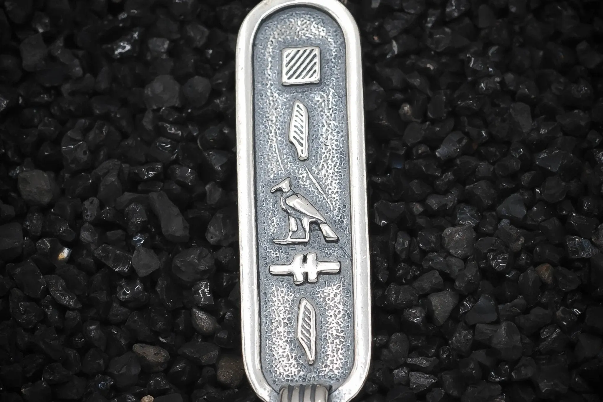 "Peace" Cartouche Hieroglyph Ancient Egyptian Charm | 925 Sterling Silver, Oxidized or 18K Gold Plated | Jewelry Making Pendant