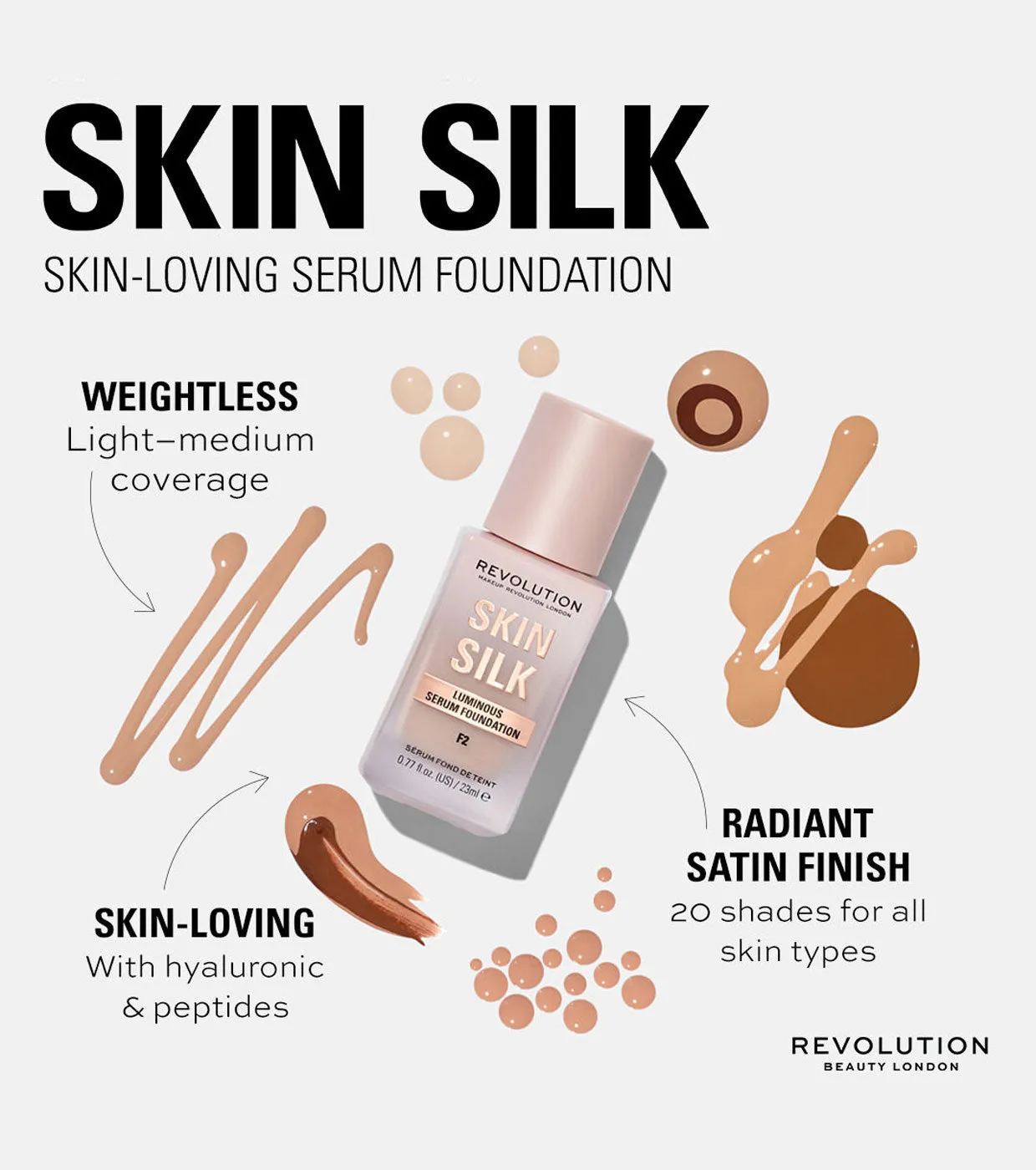 Revolution - Base de maquillaje Skin Silk Serum Foundation - F10.5