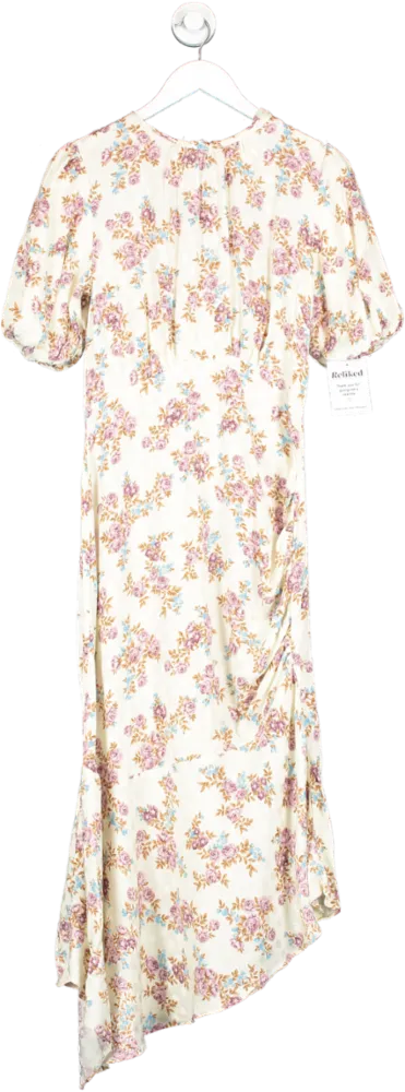 River Island Cream Floral Midi Swing Dress UK 8