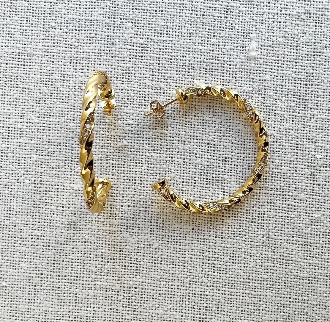 Rope Hoop Earrings, Gold