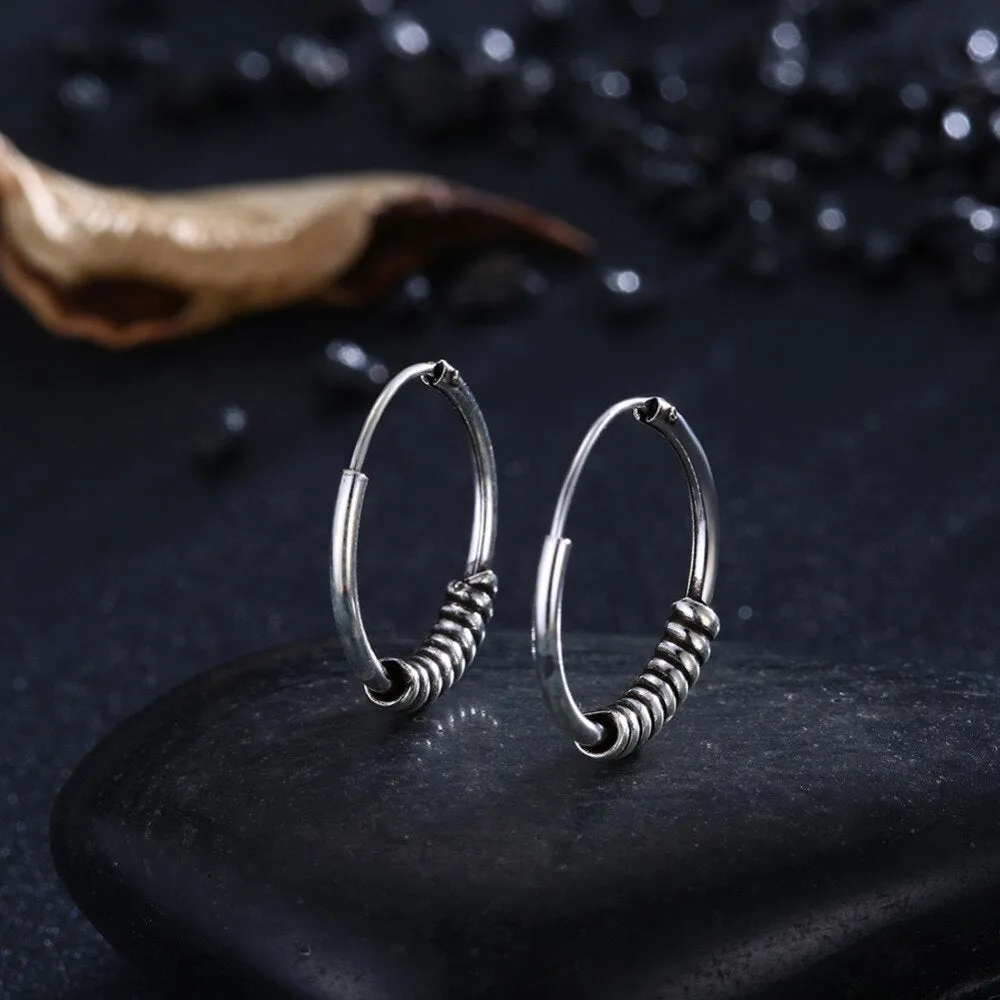 Round Hoops 925 Sterling Silver Vintage Earrings