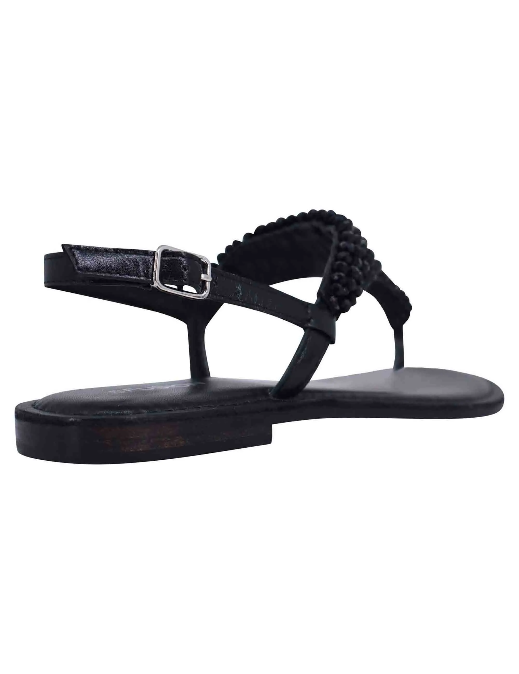 Sandali bassi slingback donna in strass nero con sottopiede imbottito