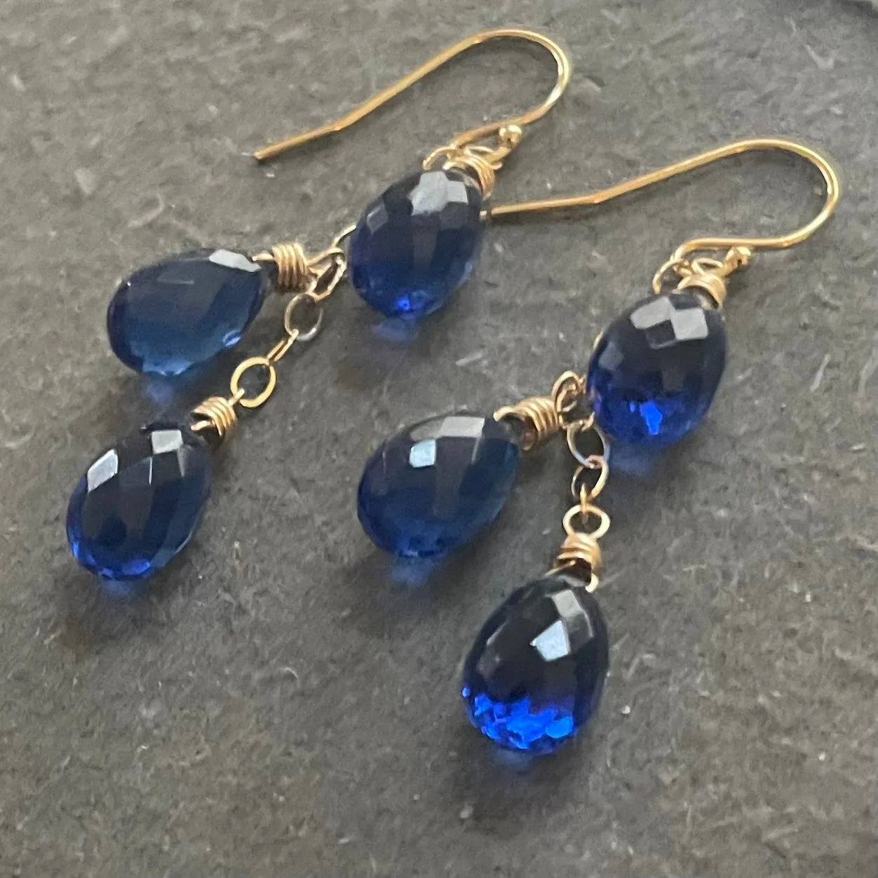 Sapphire Blue Trio Cascade Earrings