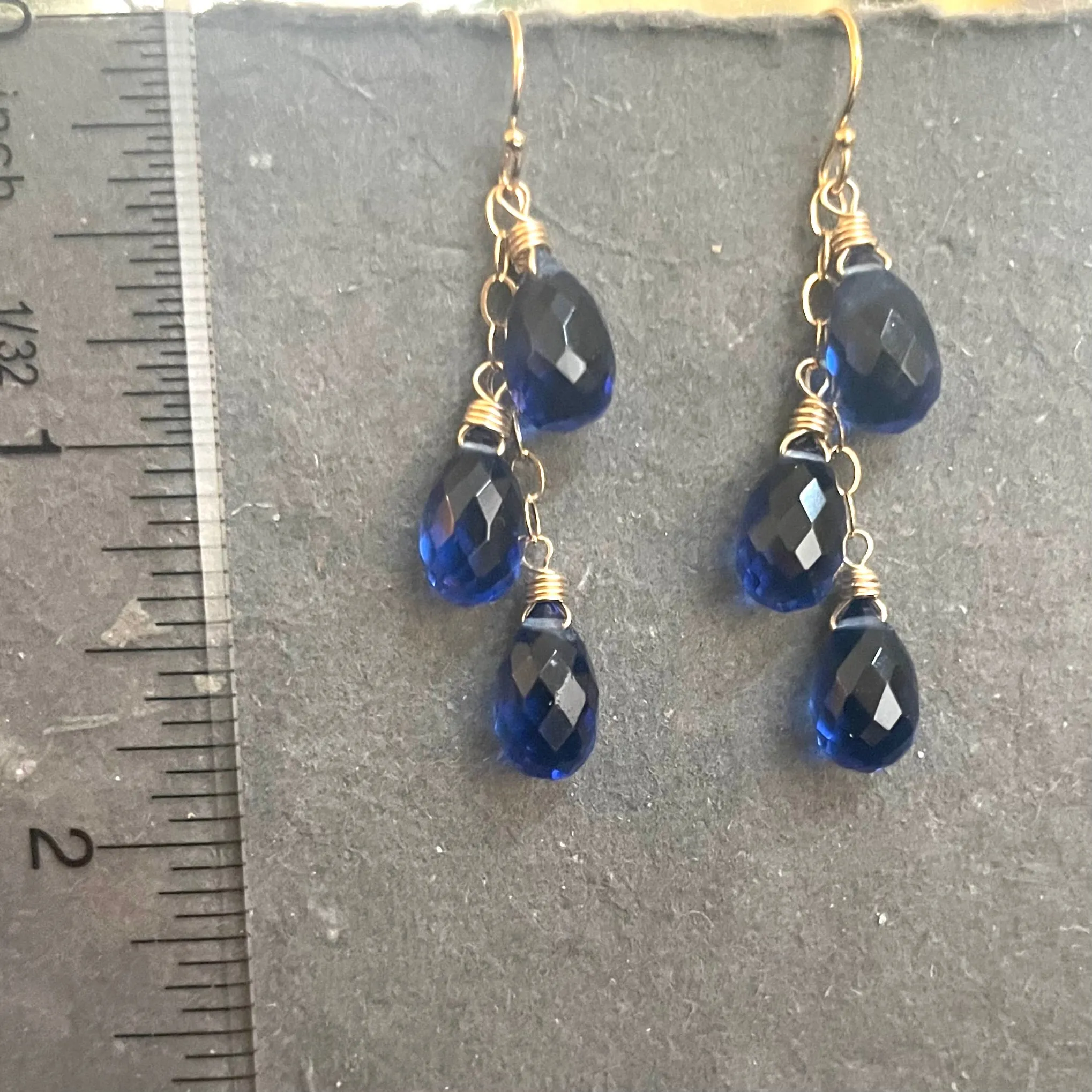 Sapphire Blue Trio Cascade Earrings