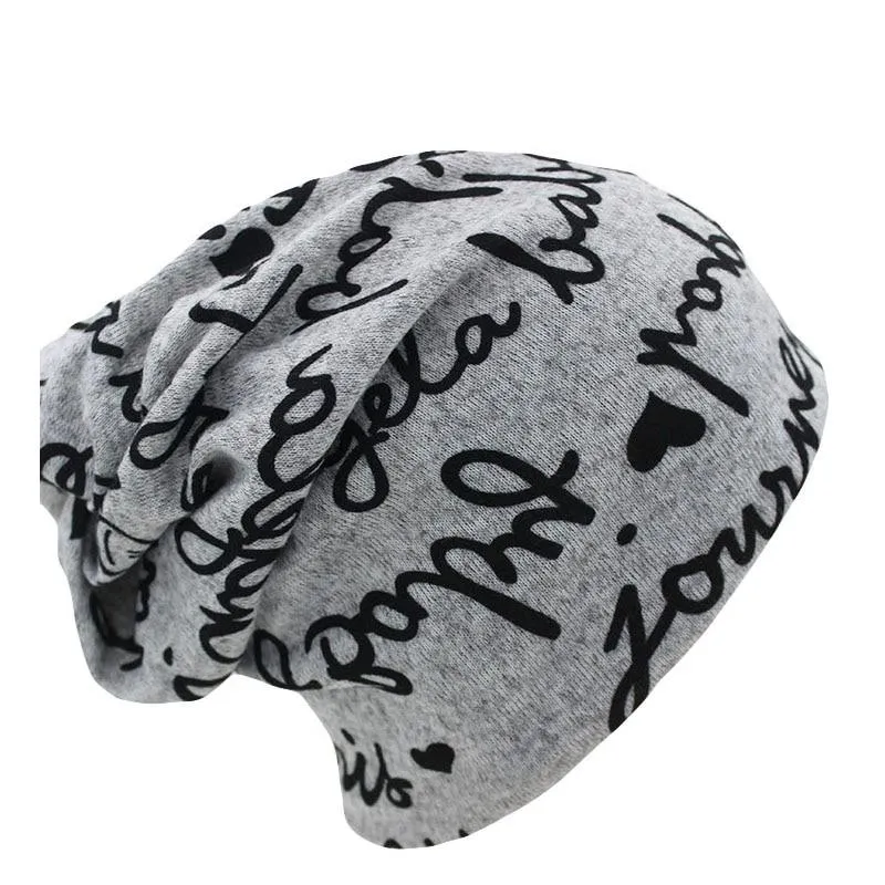 Scribbled Letters Style Cotton Knit Hat, Beanie, Scarf or Skullie