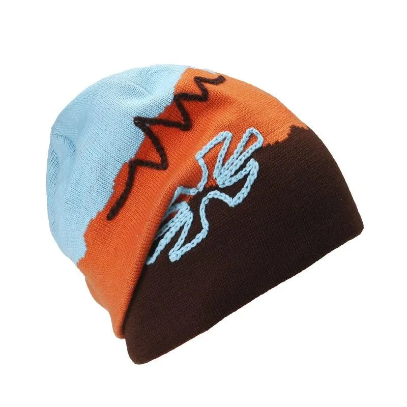 Scribbles Embroidered Striped Knit Hat, Skull Cap or Beanie