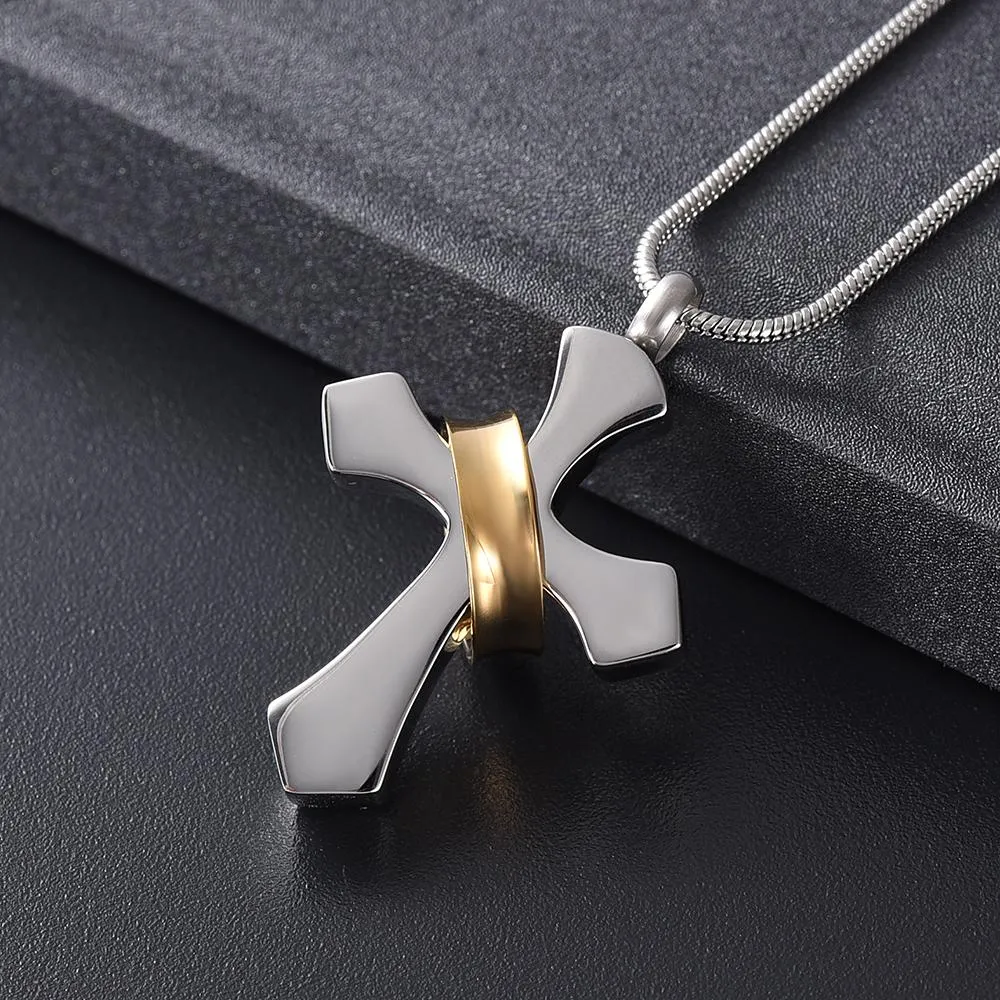 Silver Cross Pendant Mini-Urn Memorial Pendant Necklace