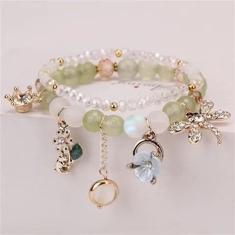 Sparkly Crystal Charm Bracelet Bangle LJ55