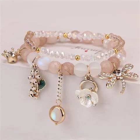 Sparkly Crystal Charm Bracelet Bangle LJ55