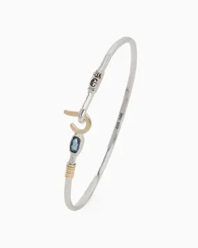 St. John Hook Bracelet with Rectangular Stone, 2mm - London Blue Topaz