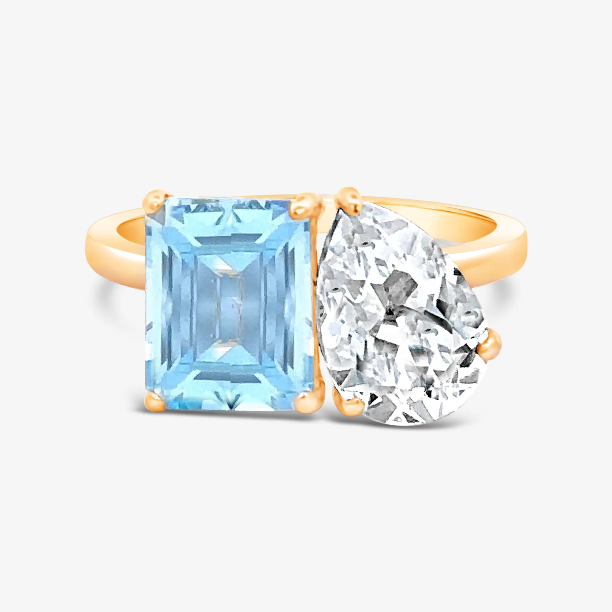 The Petite Deux - Sky Blue & White Topaz Ring