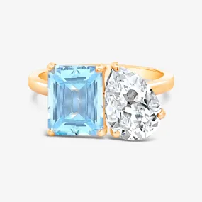 The Petite Deux - Sky Blue & White Topaz Ring