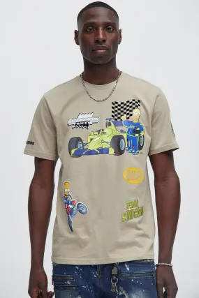 The Simpsons Racing Short Sleeve Tee - Taupe