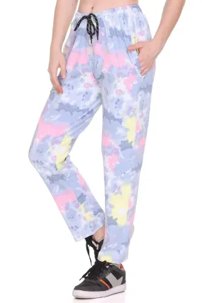 Tie-Dye Night Pajamas For Women - Grey & Pink