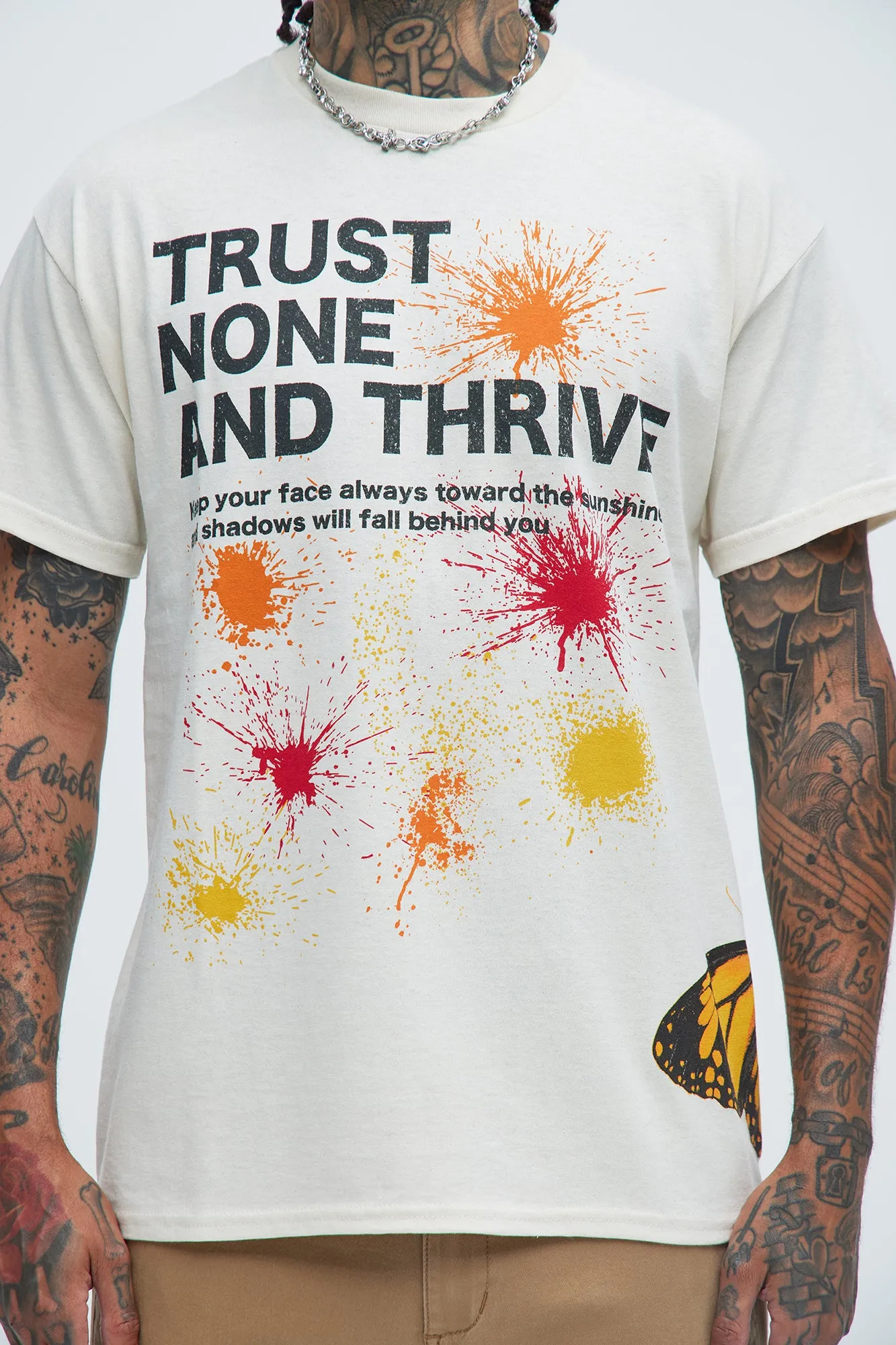 Trust None And Thrive Short Sleeve Tee - Natural/Combo