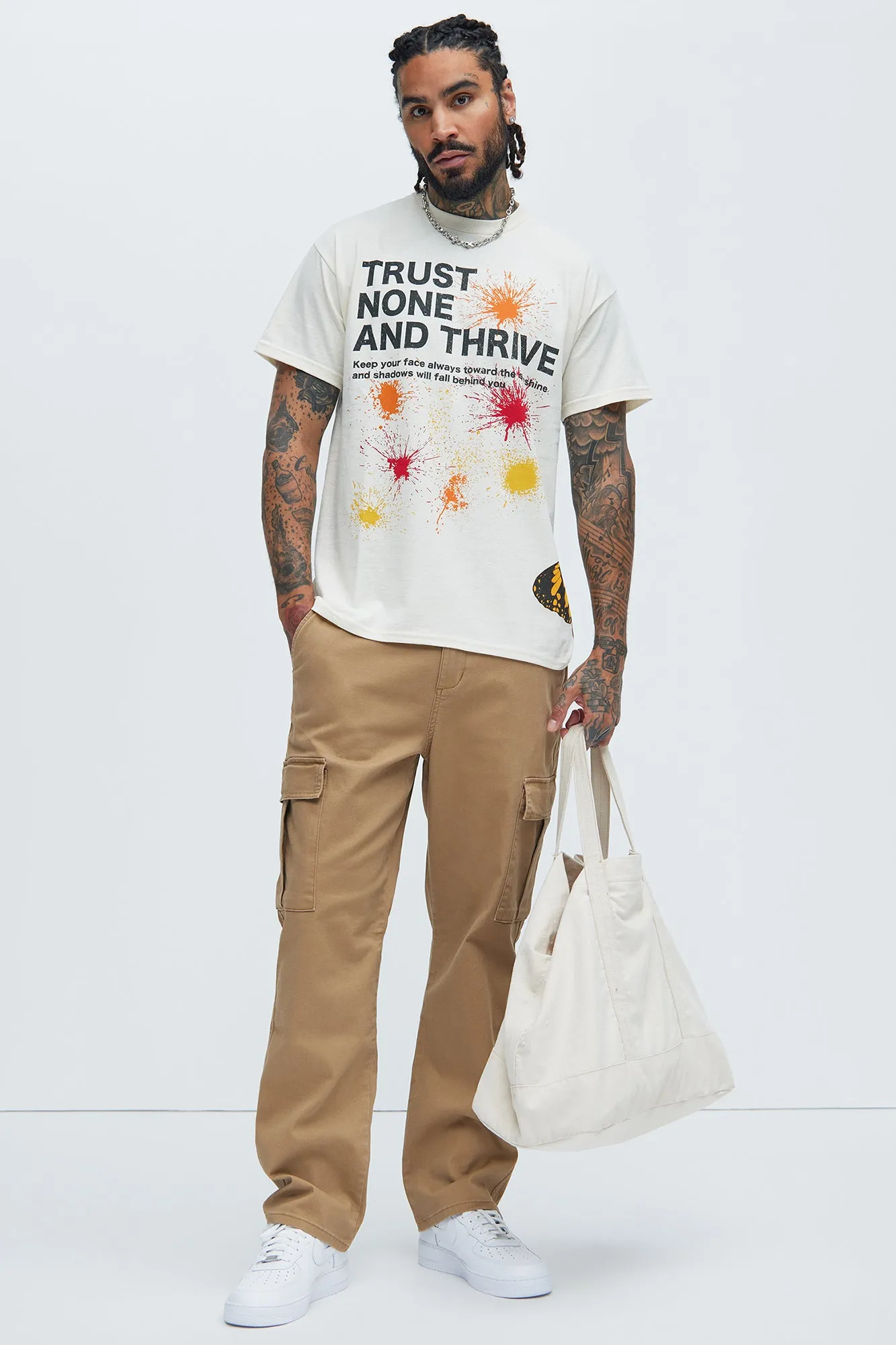 Trust None And Thrive Short Sleeve Tee - Natural/Combo