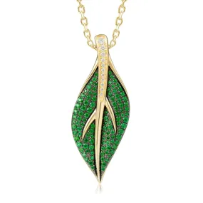 Tsavorite Maile Leaf Pendant