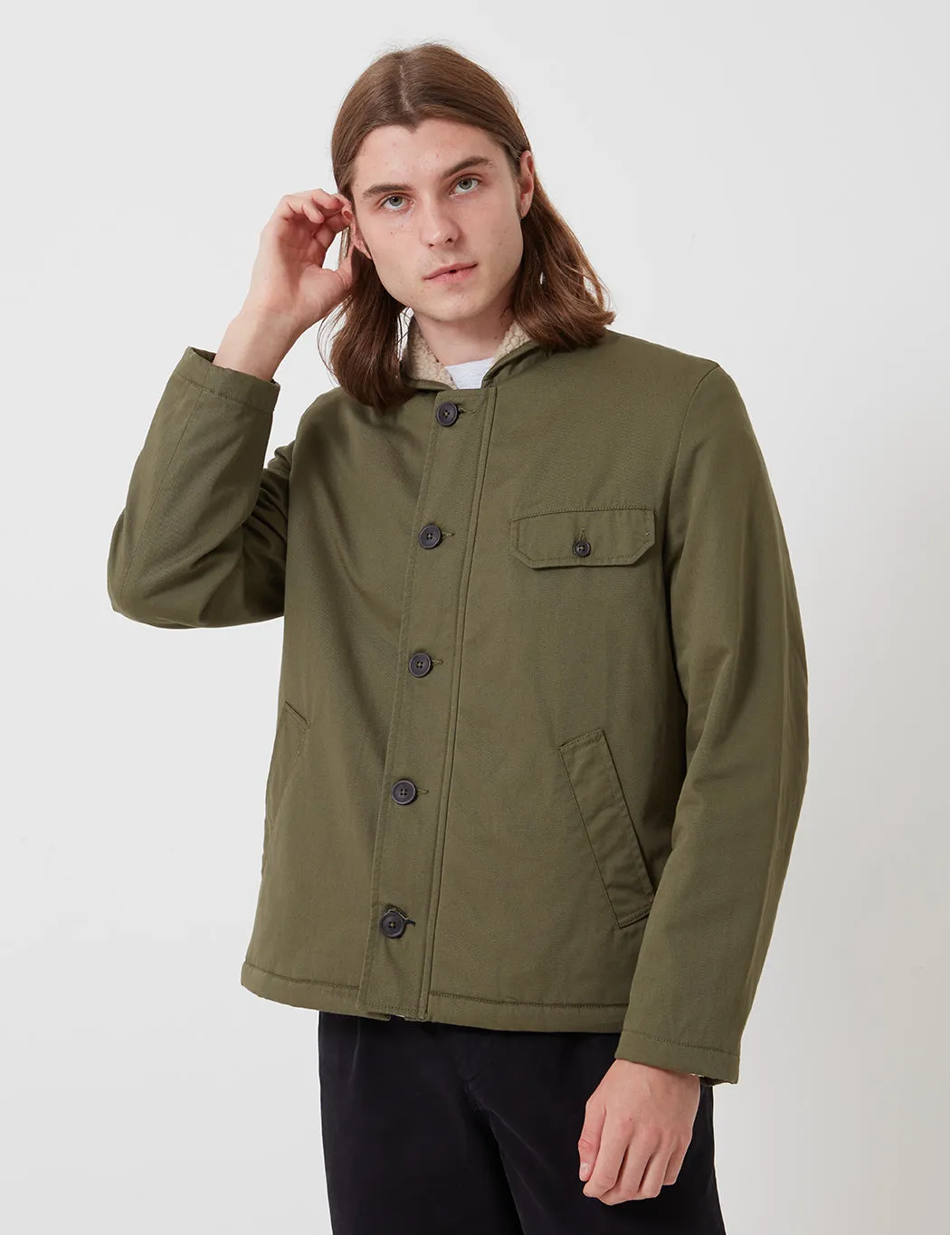 Universal Works N1 Jacket (Shearling) - Light Olive