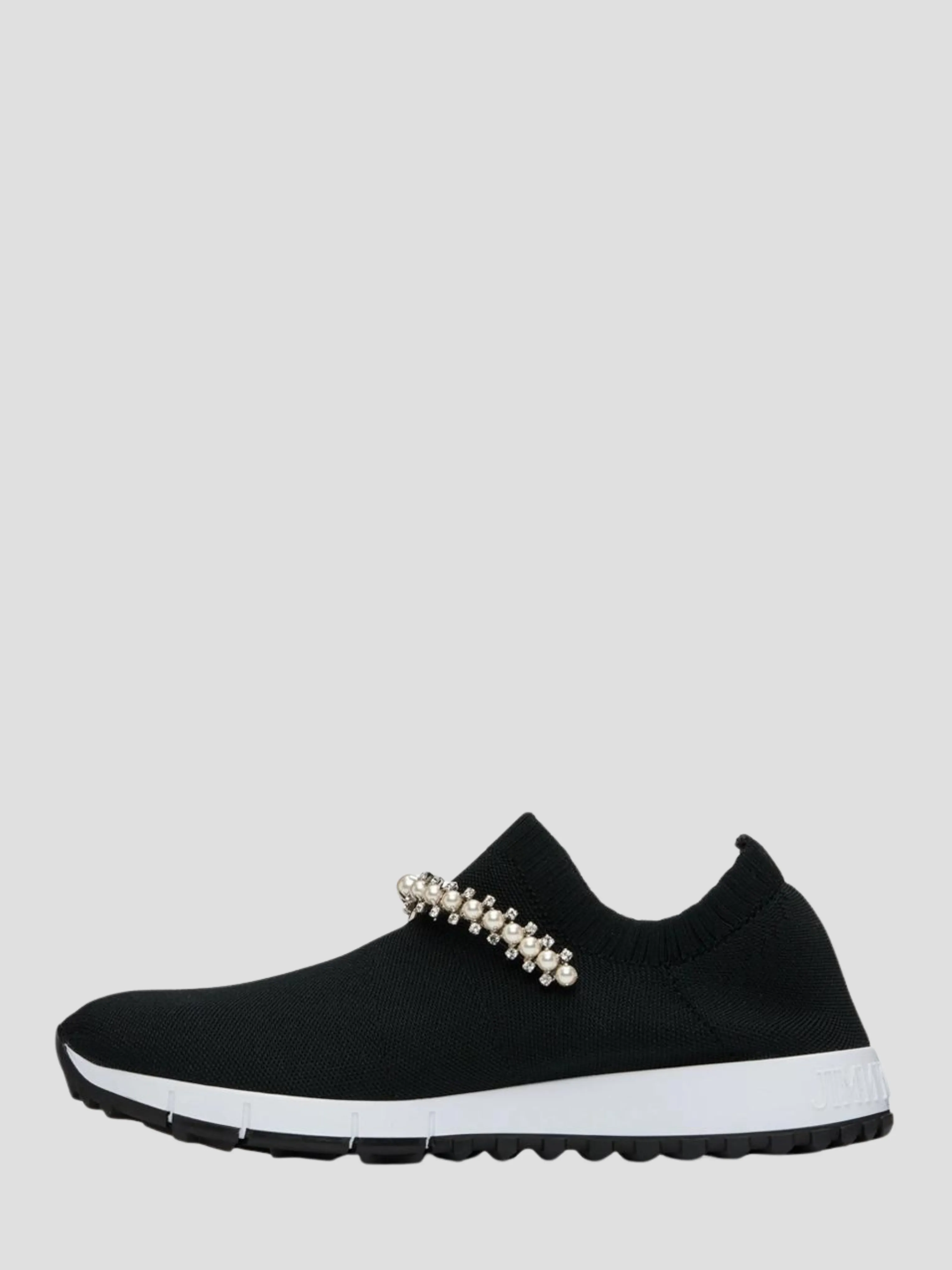 Verona Black Knit Sneakers with Crystal Detailing