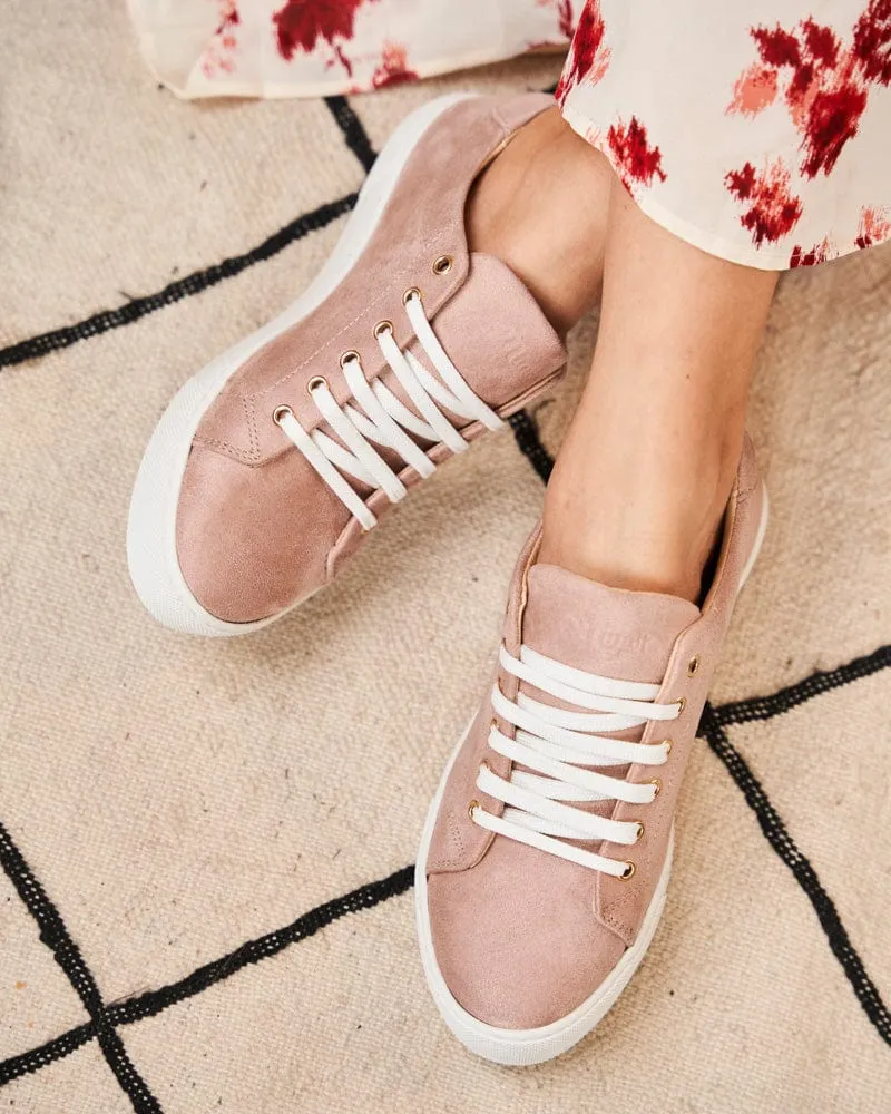 Virevolte Recycled Grain Vegan Suede Sneakers | Old Rose