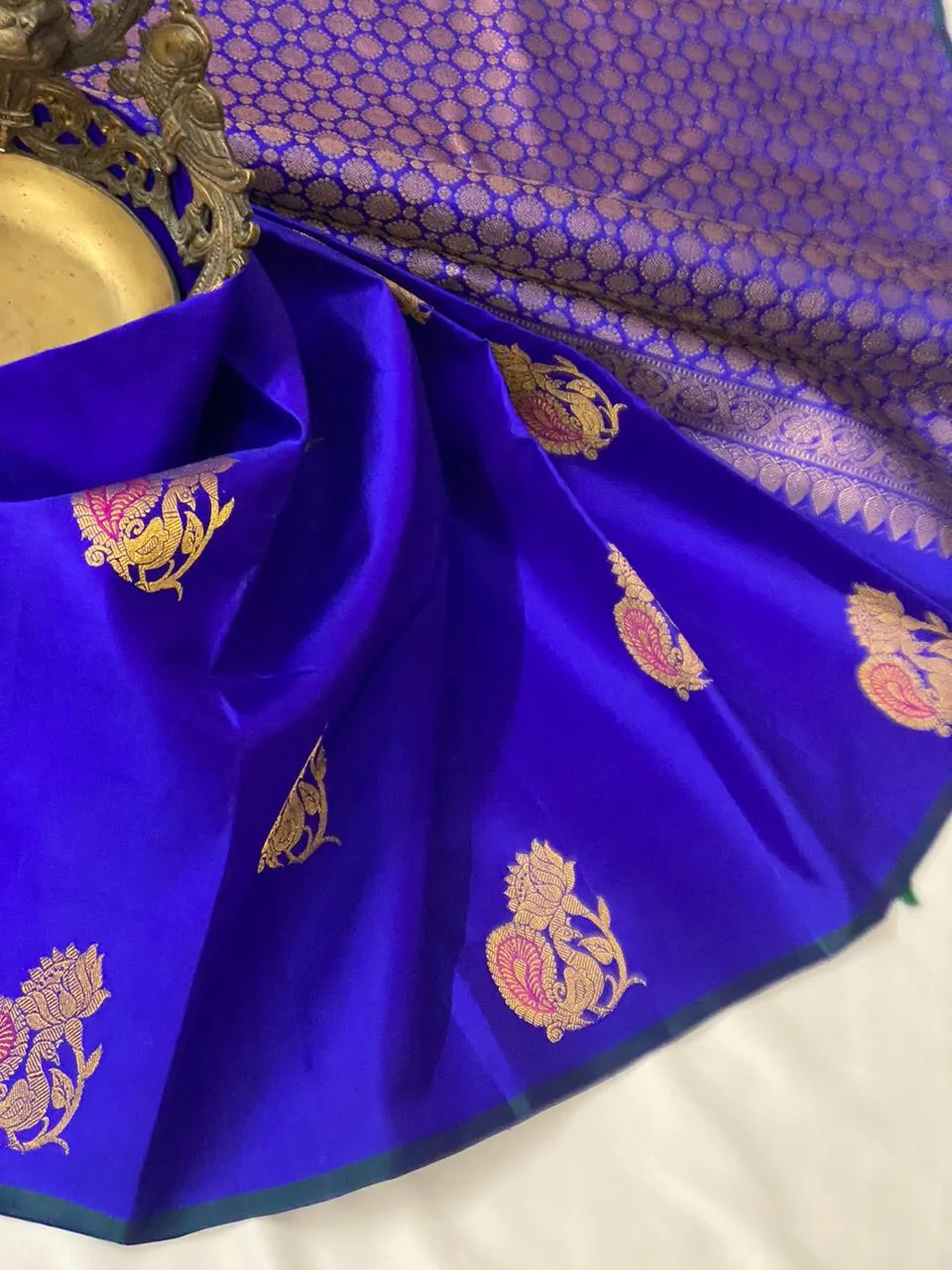 Vydehi , Indigo Blue Pure Kancheevaram Silk Saree for Women -PDS001IBS