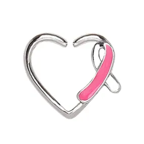 WildKlass 316L Stainless Steel Pink Ribbon Heart Cartilage Earring