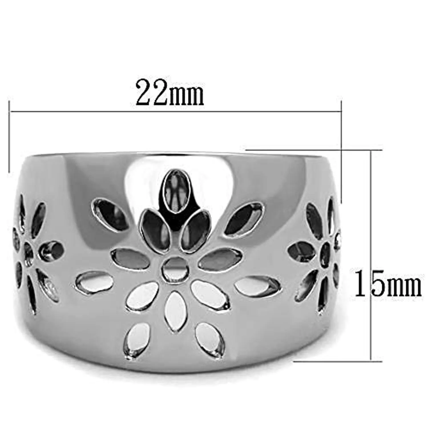 WildKlass Stainless Steel Ring High Polished (no Plating) Women with side flower design