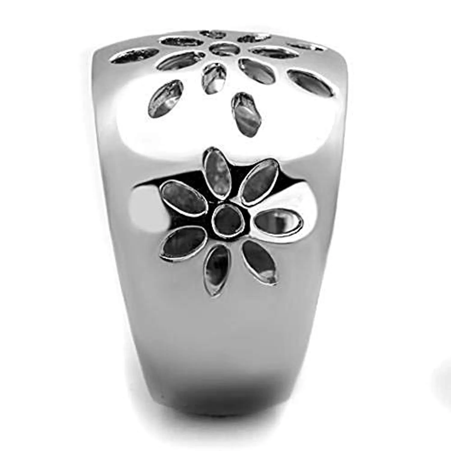 WildKlass Stainless Steel Ring High Polished (no Plating) Women with side flower design