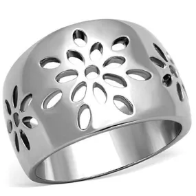 WildKlass Stainless Steel Ring High Polished (no Plating) Women with side flower design