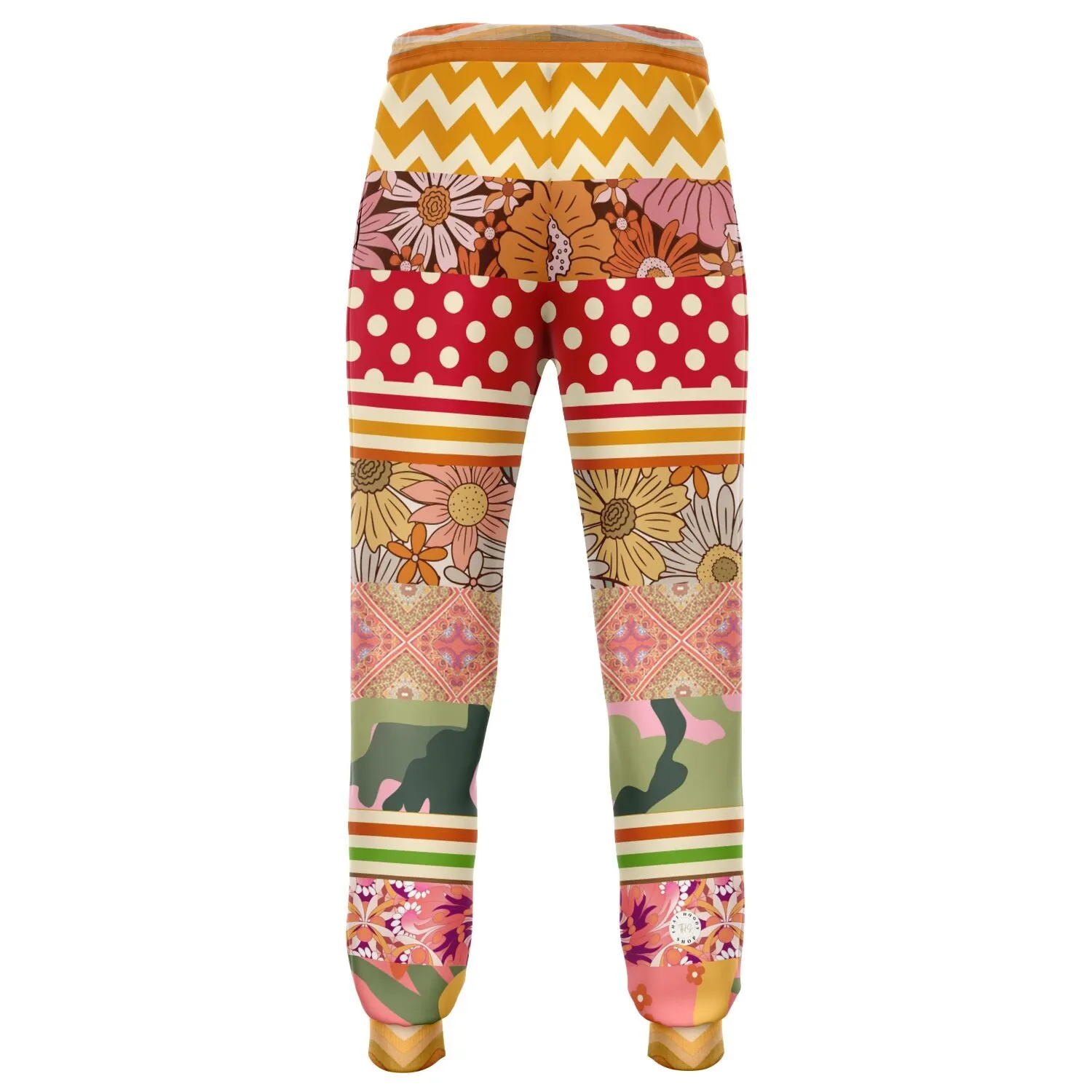 Yogananda Floral Stripe Patchwork Unisex Eco-Poly Joggers