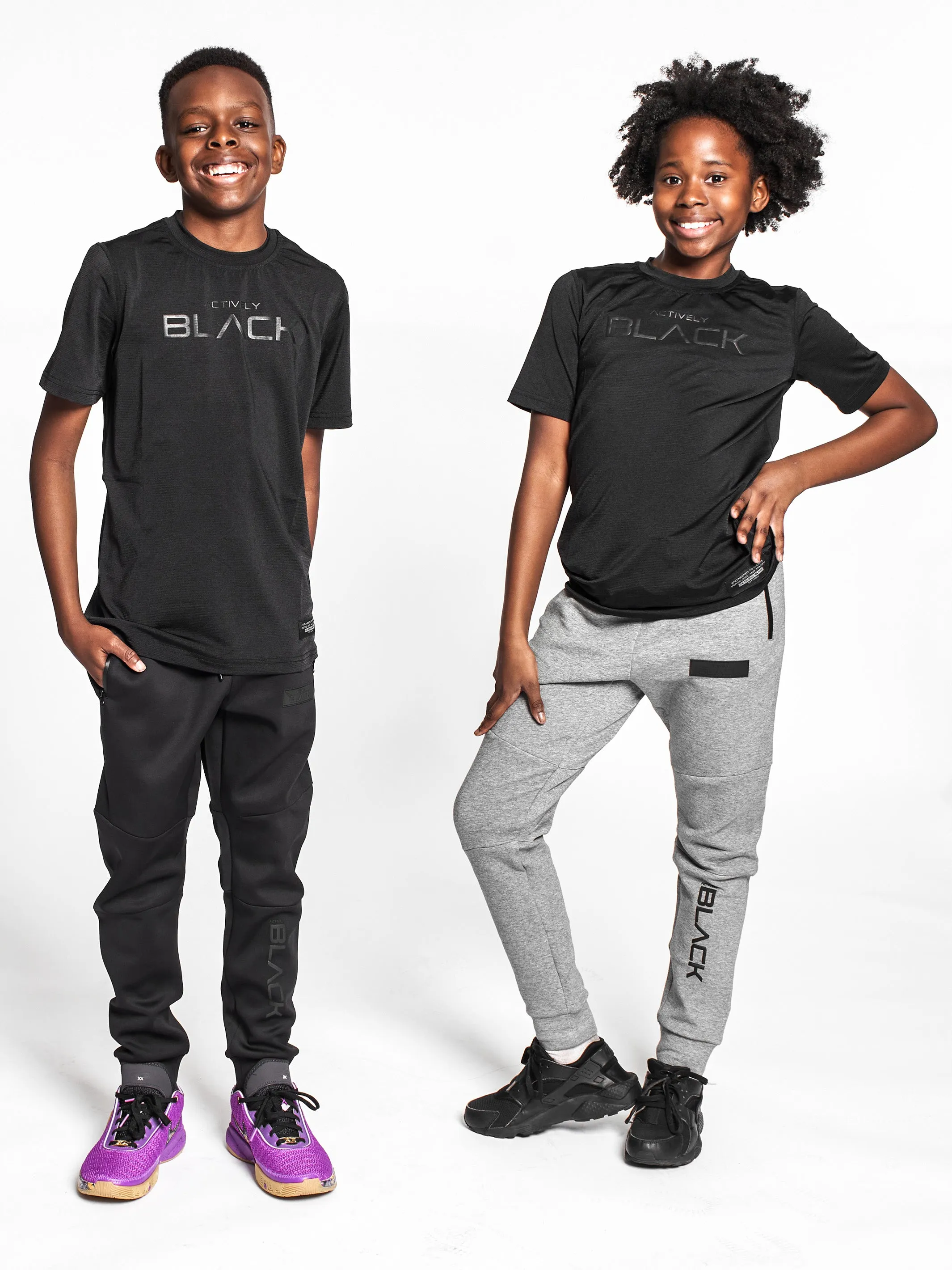 Youth Actively Black Performance Tech Joggers