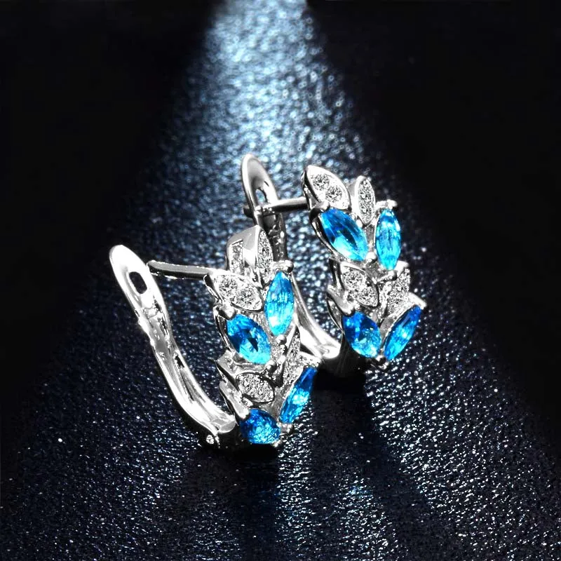 Zircon Leaf Styled Huggie Hoop Earrings - 2 Styles