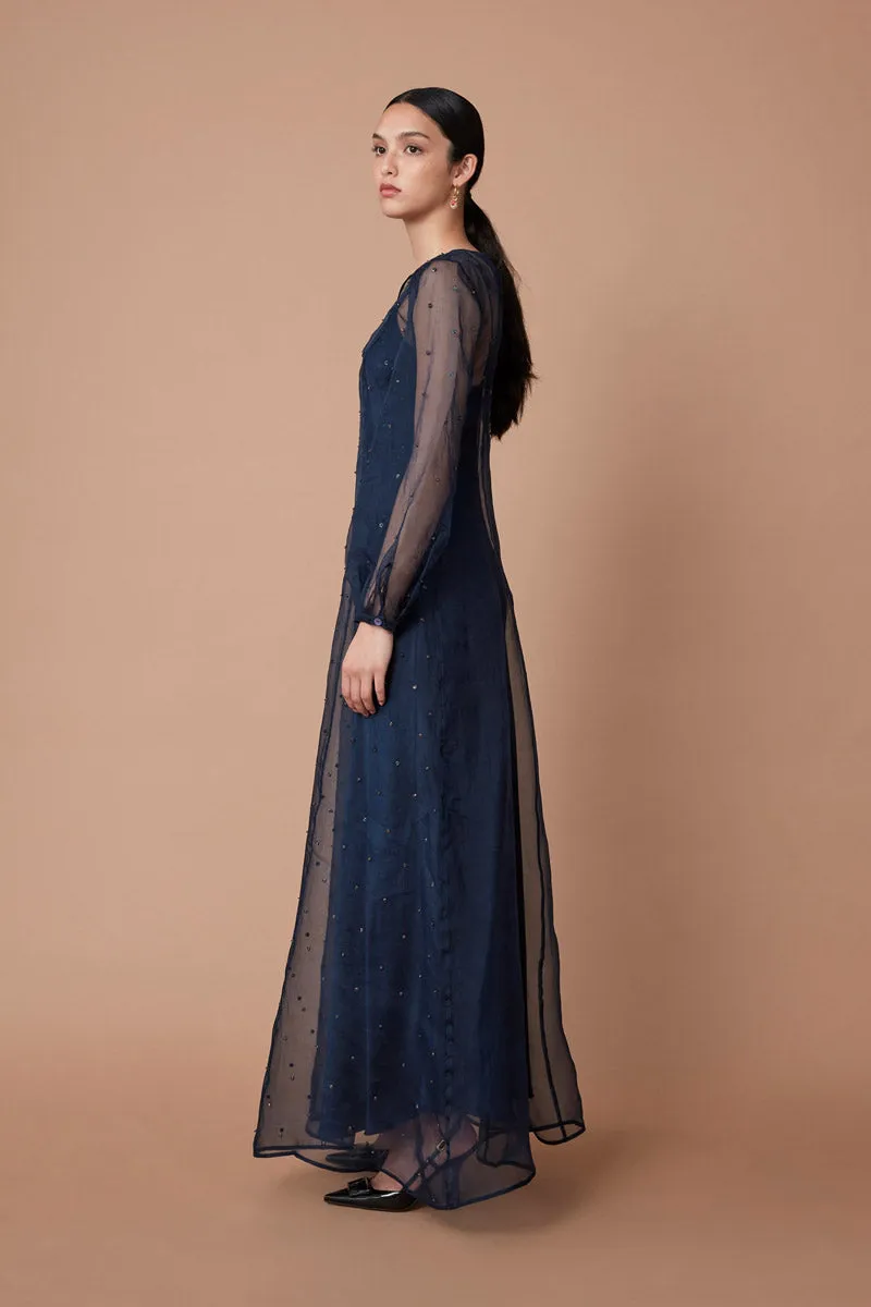 ZORA EMBELLISHED MAXI DRESS - DEEP BLUE